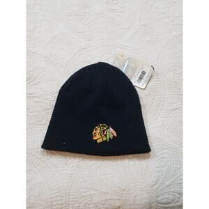 Chicago Blackhawks NHL Knit Beanie Hat Black One Size New With Tags